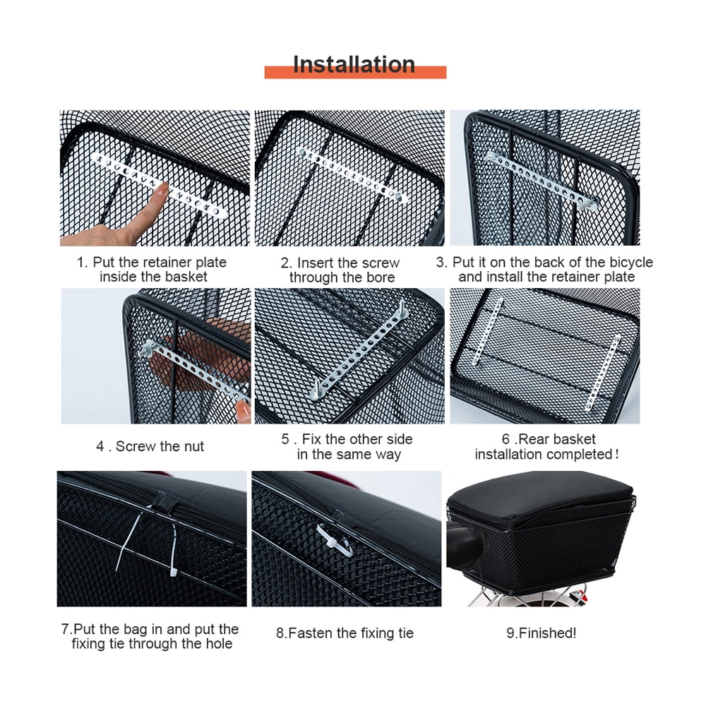 Rear Bike Metal Wire Waterproof Basket S9065