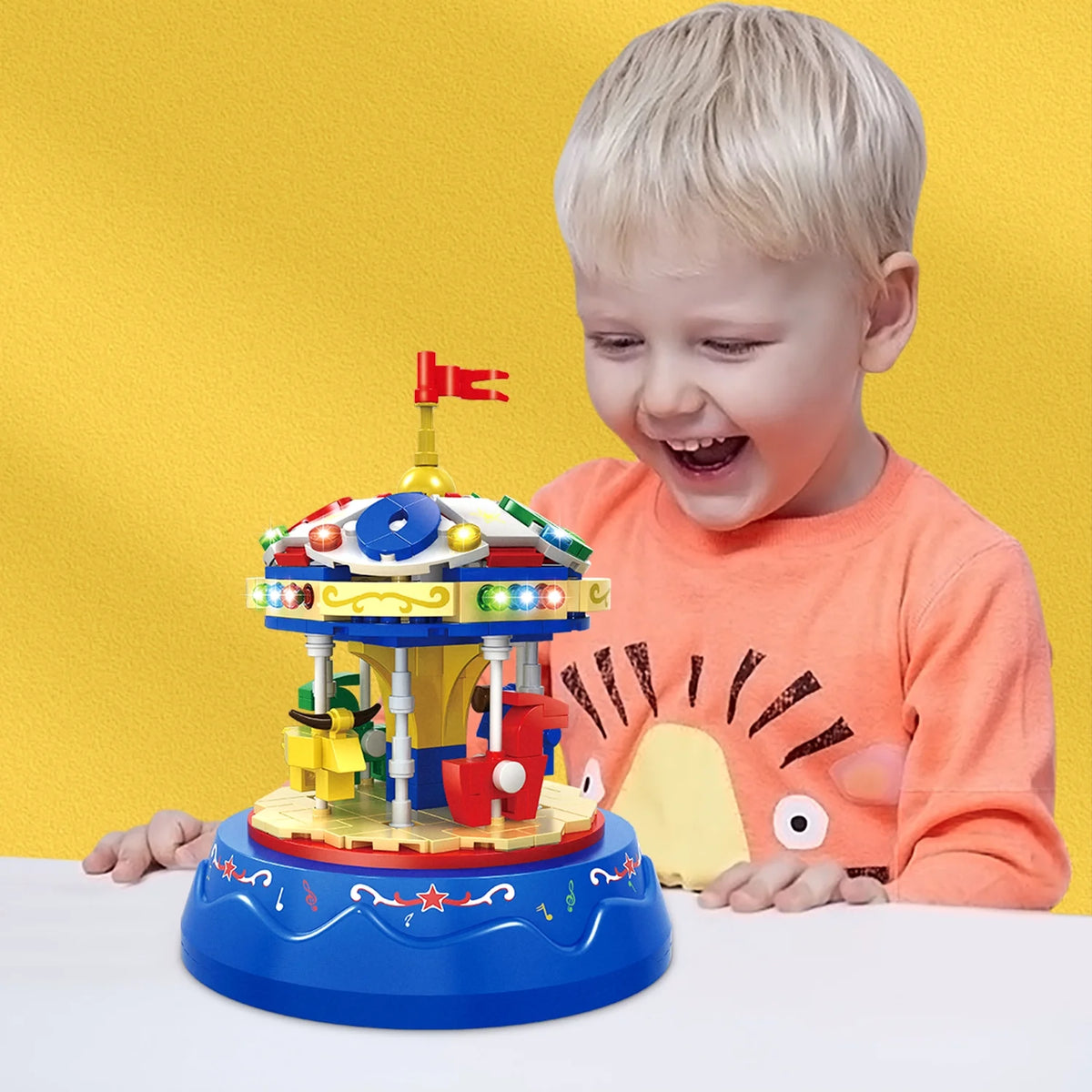 Yellow&Blue 222pcs Music Box Building Blocks U538