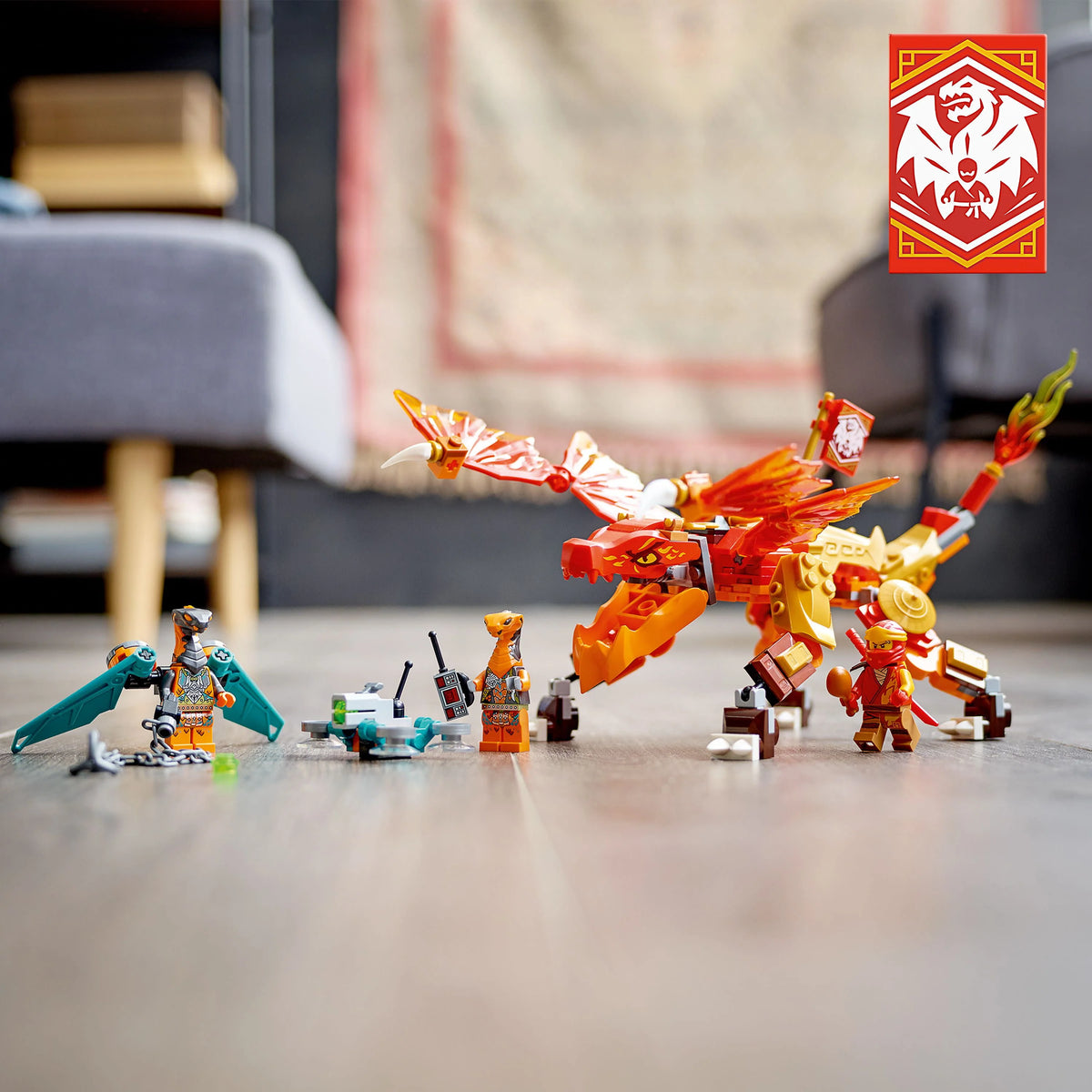 Fire Dragon Toy with Snake Warrior Figures and Minifigure W41343