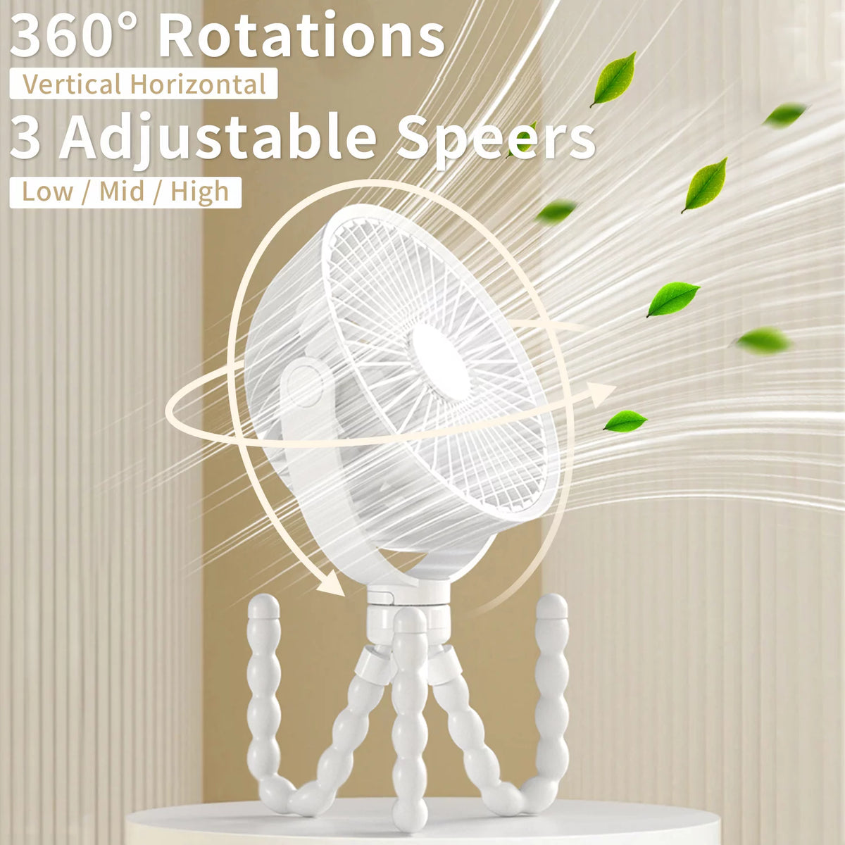 Portable Rechargeable Clip on Fan with Flexible Tripod Black O197