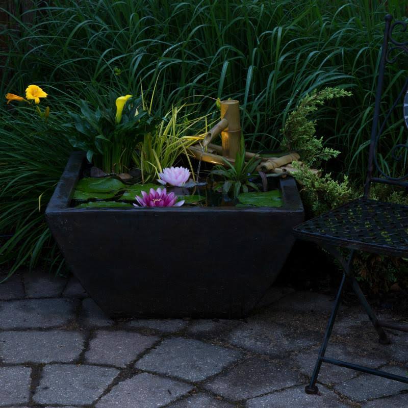 Textured Gray Slate Aquatic Patio Pond H172