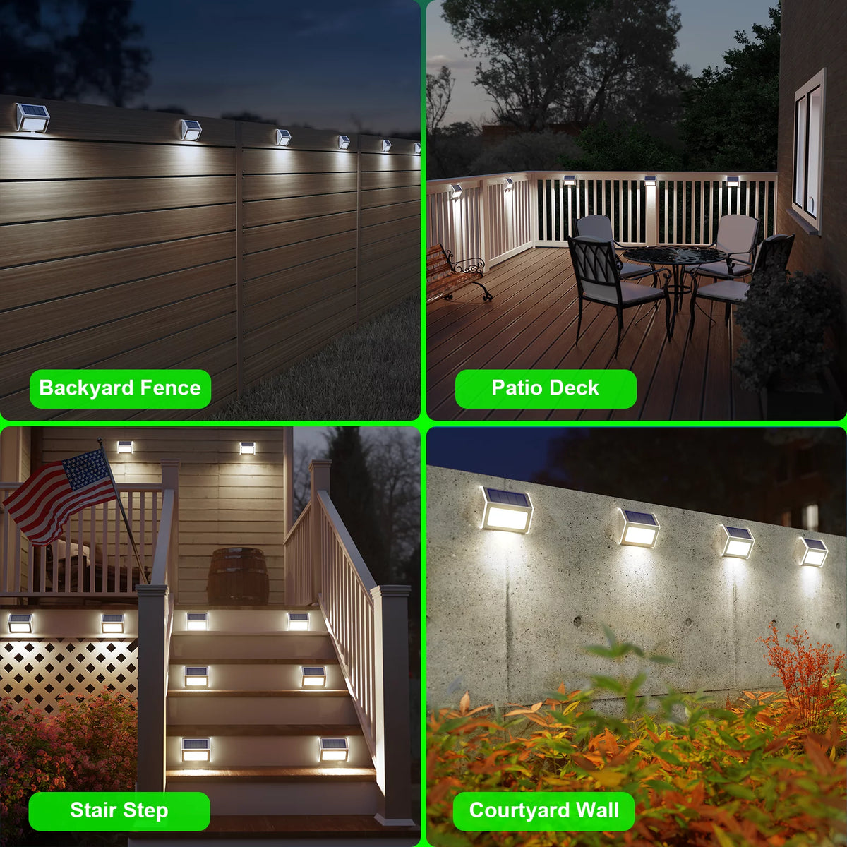 8 Pcs Outdoor Solar Fence Lights Q413
