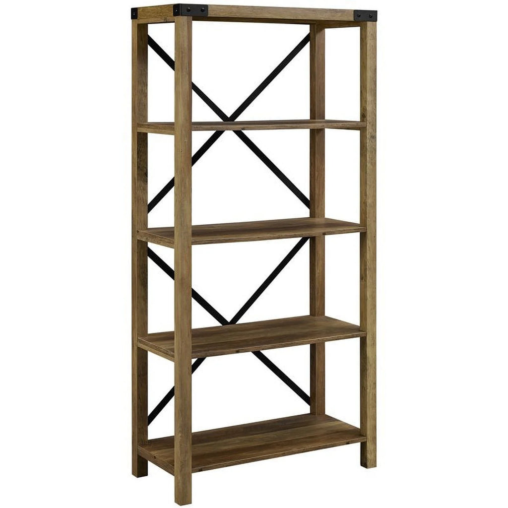 2 Piece Set with 58" TV Stand and Bookcase in Rustic Oak I46432