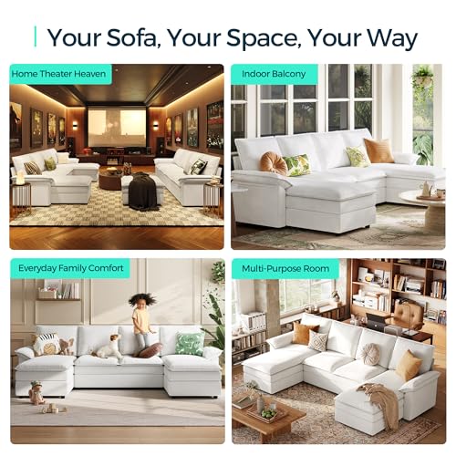 Beige Chenille U Shaped Modular Sectional Sofa with Chaise L1532