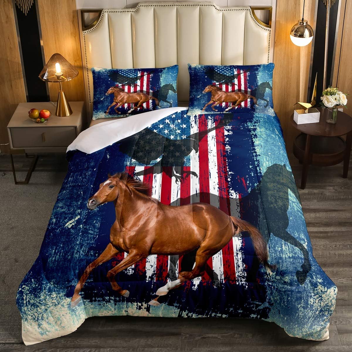Queen Size Brown Wooden Comforter Set G29441