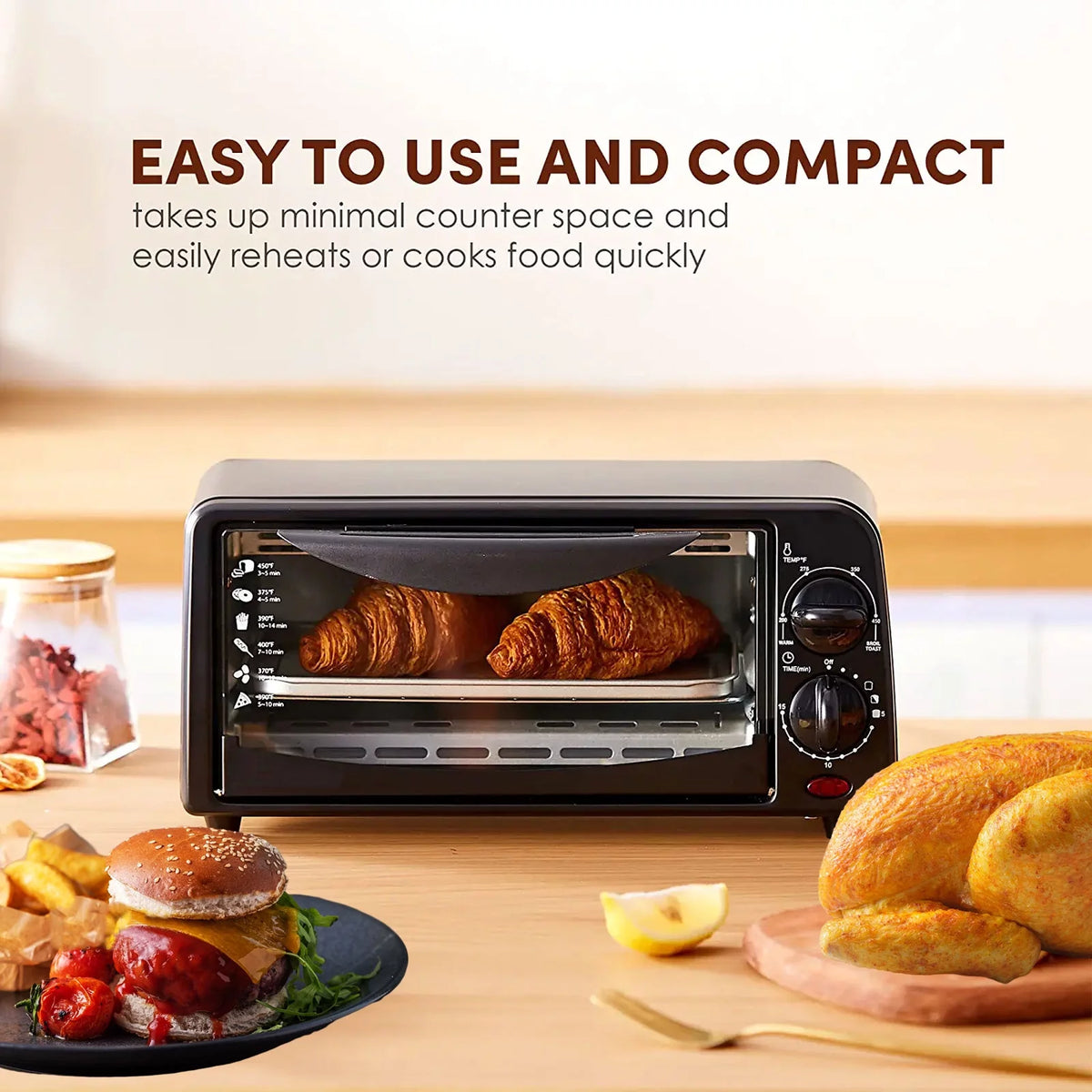 2 Slice Countertop Toaster Oven with 15 Minute Timer & Pan F3089