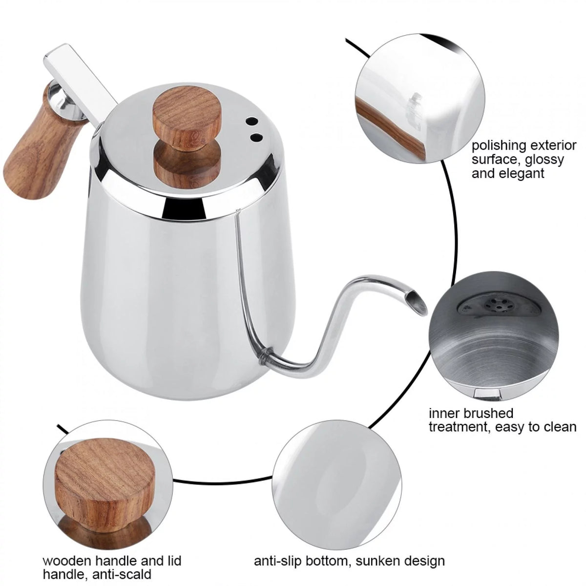 Stainless Steel Coffee Pot with Gooseneck Spout (350ml) R820