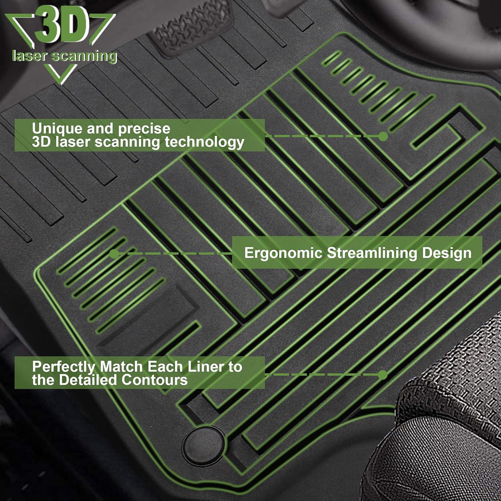 Black TPE All Weather Floor Mats, Full Set of Front and Rear T69121