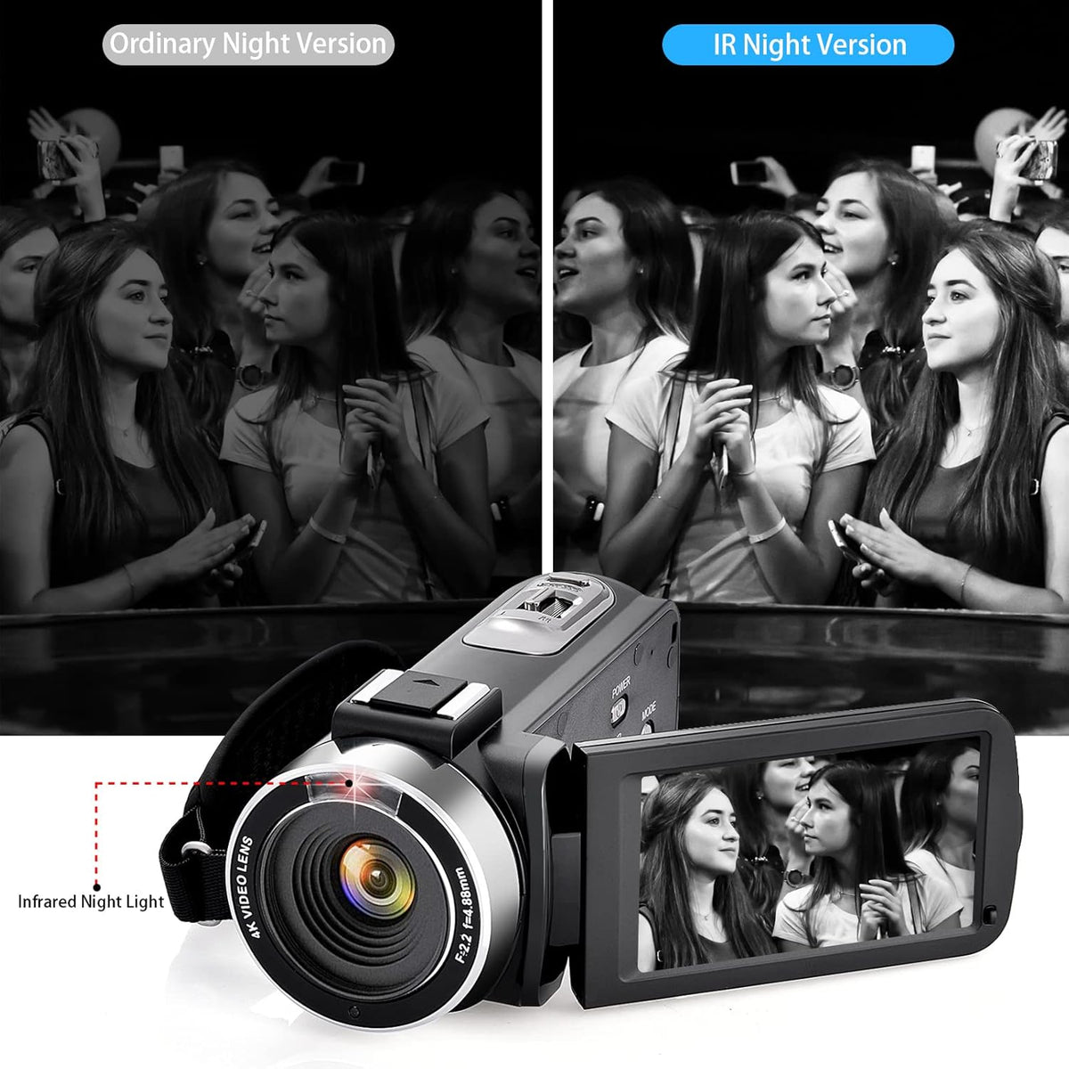 4K Camcorder Video Camera with 16X Zoom Remote Control 3.0 Inch IPS Screen U101