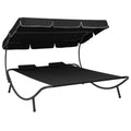 Patio Bed with Canopy and Pillows Black P475381