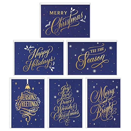 Boxed Christmas Cards Assortment, 6 Designs, 72 Cards with Envelopes A8341