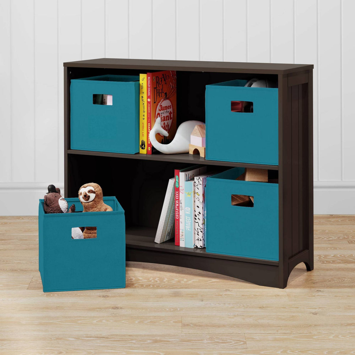 5pc Kids Bookcase Set with 4 Bins M747368
