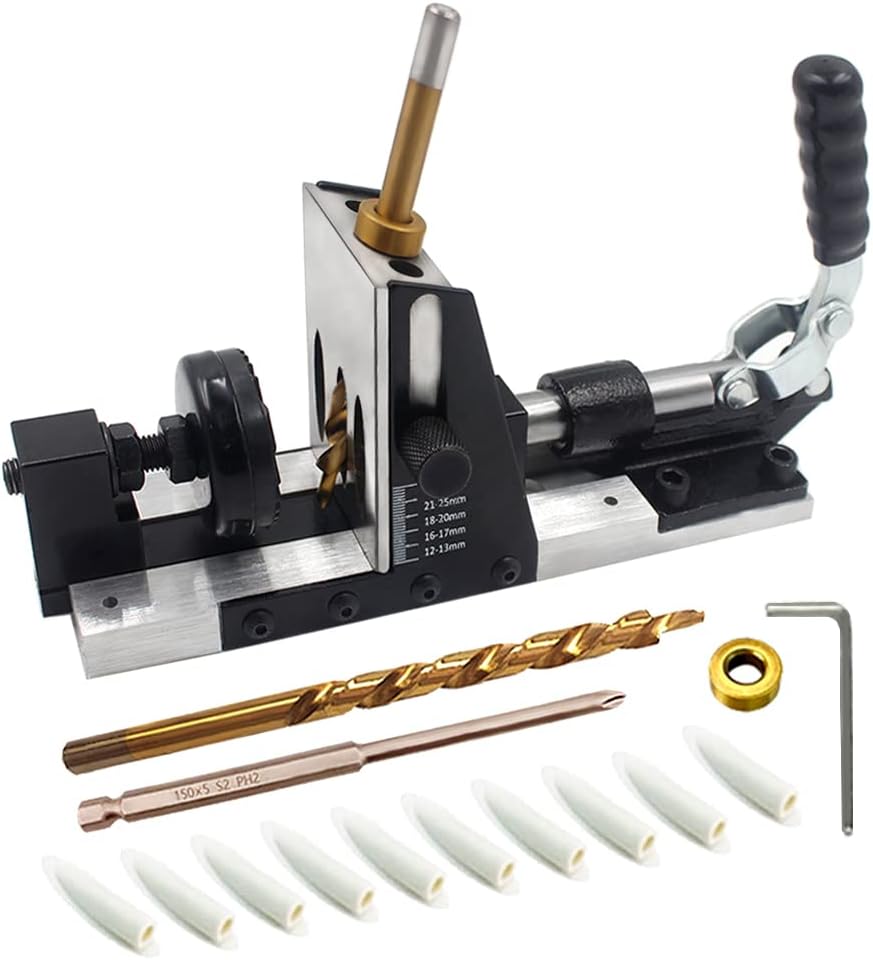 Adjustable 3 Holes Metal Pocket Hole Jig Kit with Clamp W5238