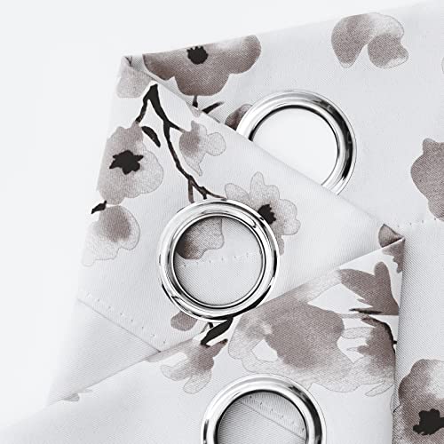 Taupe Floral Blackout Curtains, 52 X 84 Inches, 2 Panels N8695