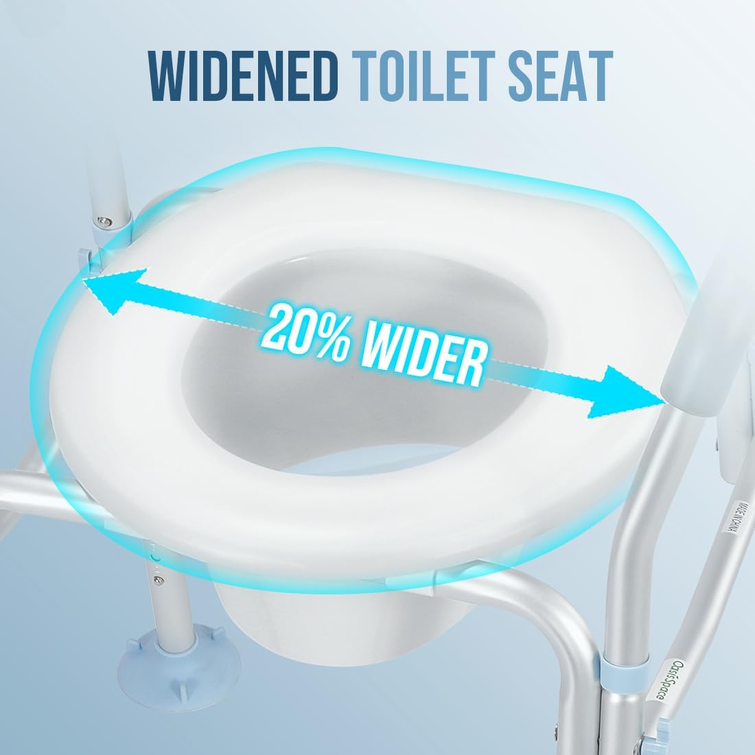 Stand Alone Raised Toilet Seat with Safety Frame, Height Adjustable Legs O3222
