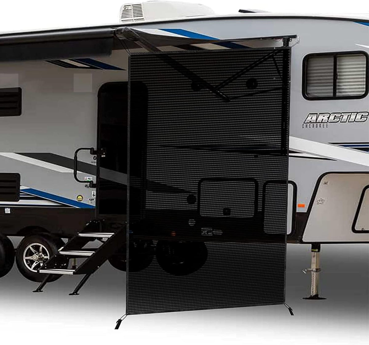 Black Mesh RV Awning Sunshade 15' x 9' I49201