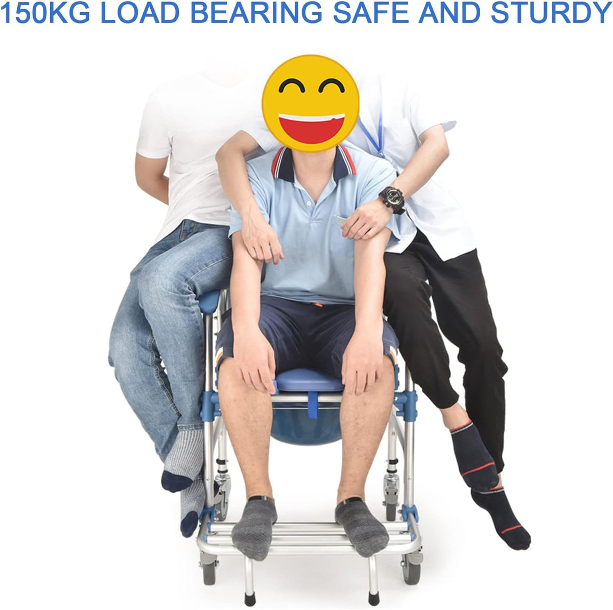 Rolling Showerchair with Built-in Toilet, 4 Wheel Brakes S583