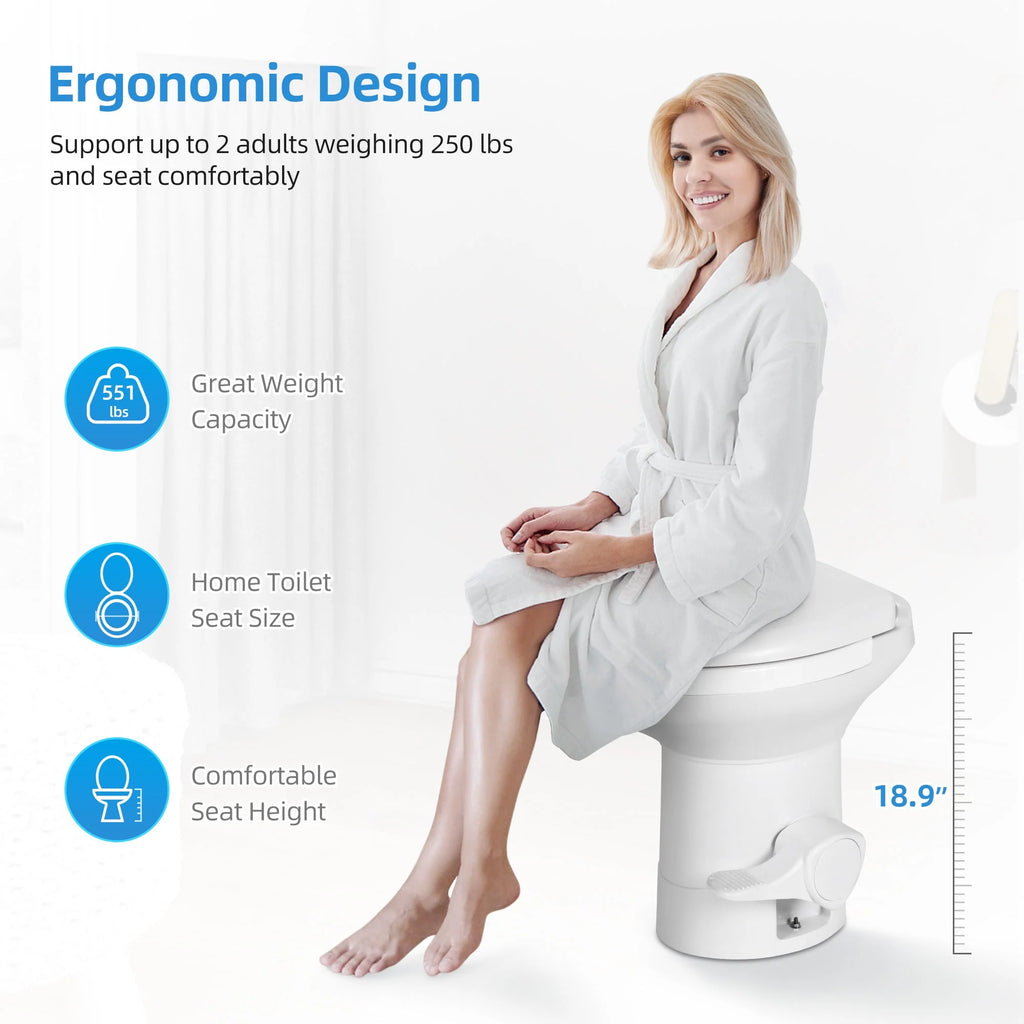 6.6 Gallon Gravity Flush RV Toilet with Hand Sprayer H6025