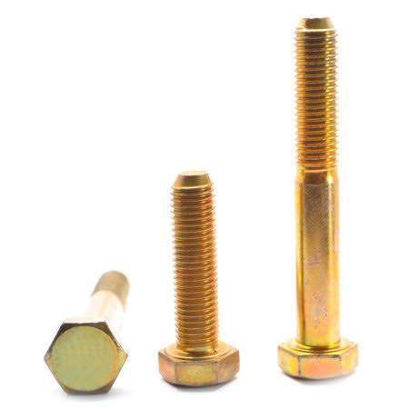 1/2 inch-13 x 7 1/2 inch Coarse Thread Grade 5 Hex Cap Screw Medium Carbon Steel Yellow Zinc Plated Pk 80 B267877