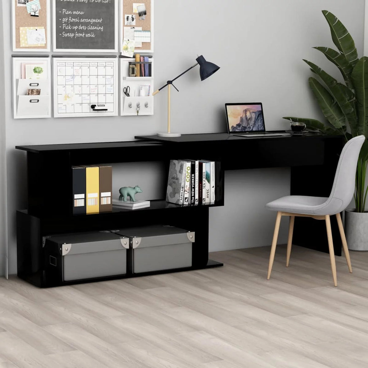 Black Engineered Wood Corner Desk A150835