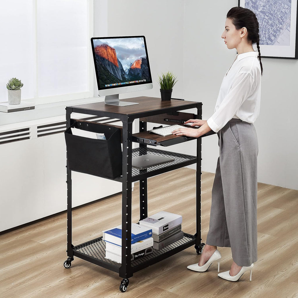 Metal Rolling Storage Cart with Adjustable Shelves K83775