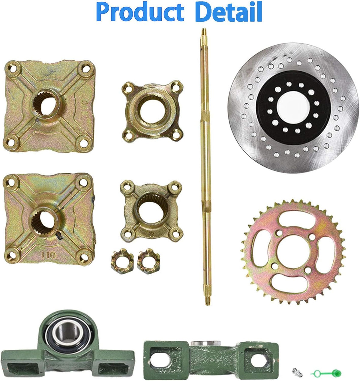 1.2x 32 Live Rear Axle Kit with Disc Rotor Wheel Hub for 428 Sprocket Go Kart ATV Quad Drift Trikes B30637