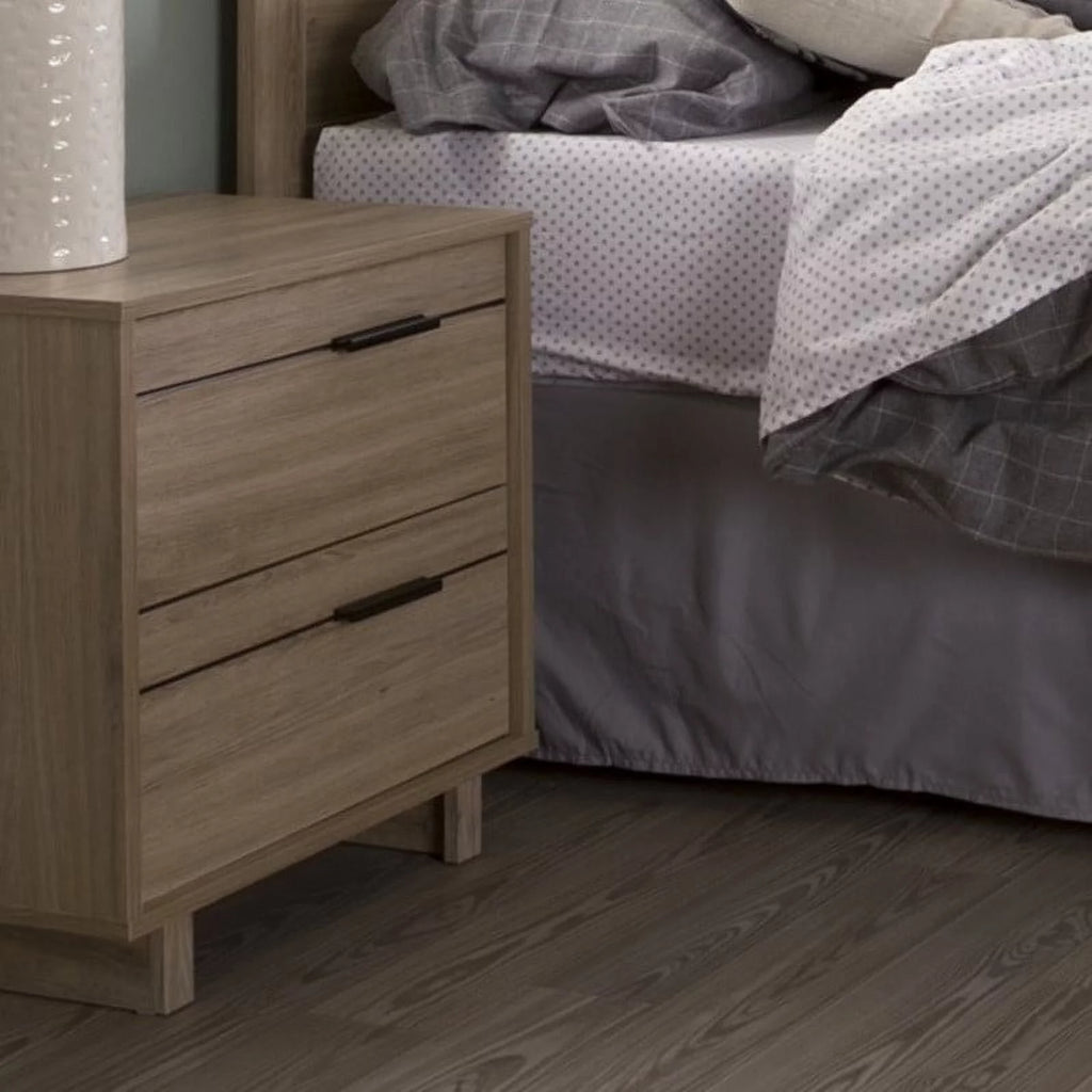 2 Piece 6 Drawer Dresser and 2 Drawer Nightstand Set Rustic Oak N295
