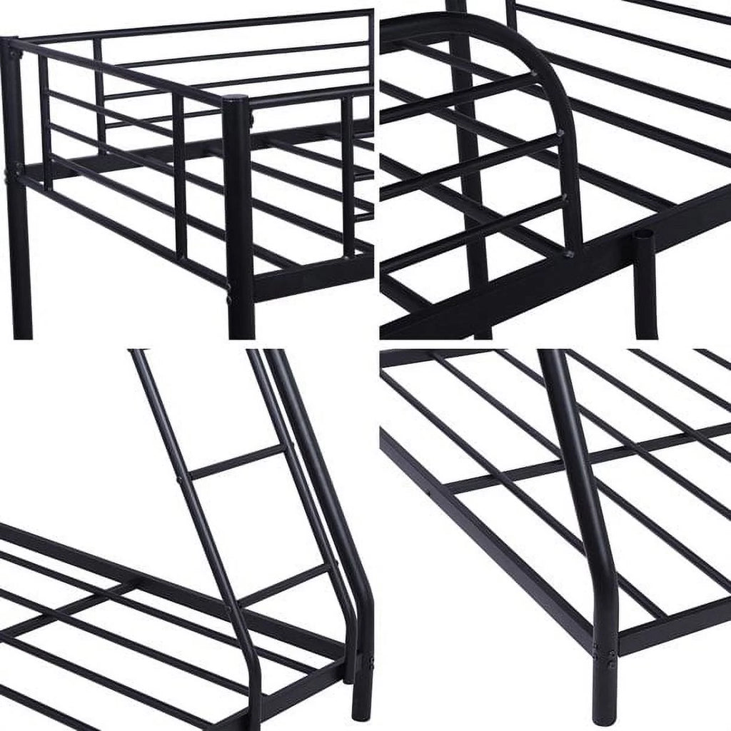 Black Twin Over Full Metal Bunk Bed with Ladder and Guardrail R434207