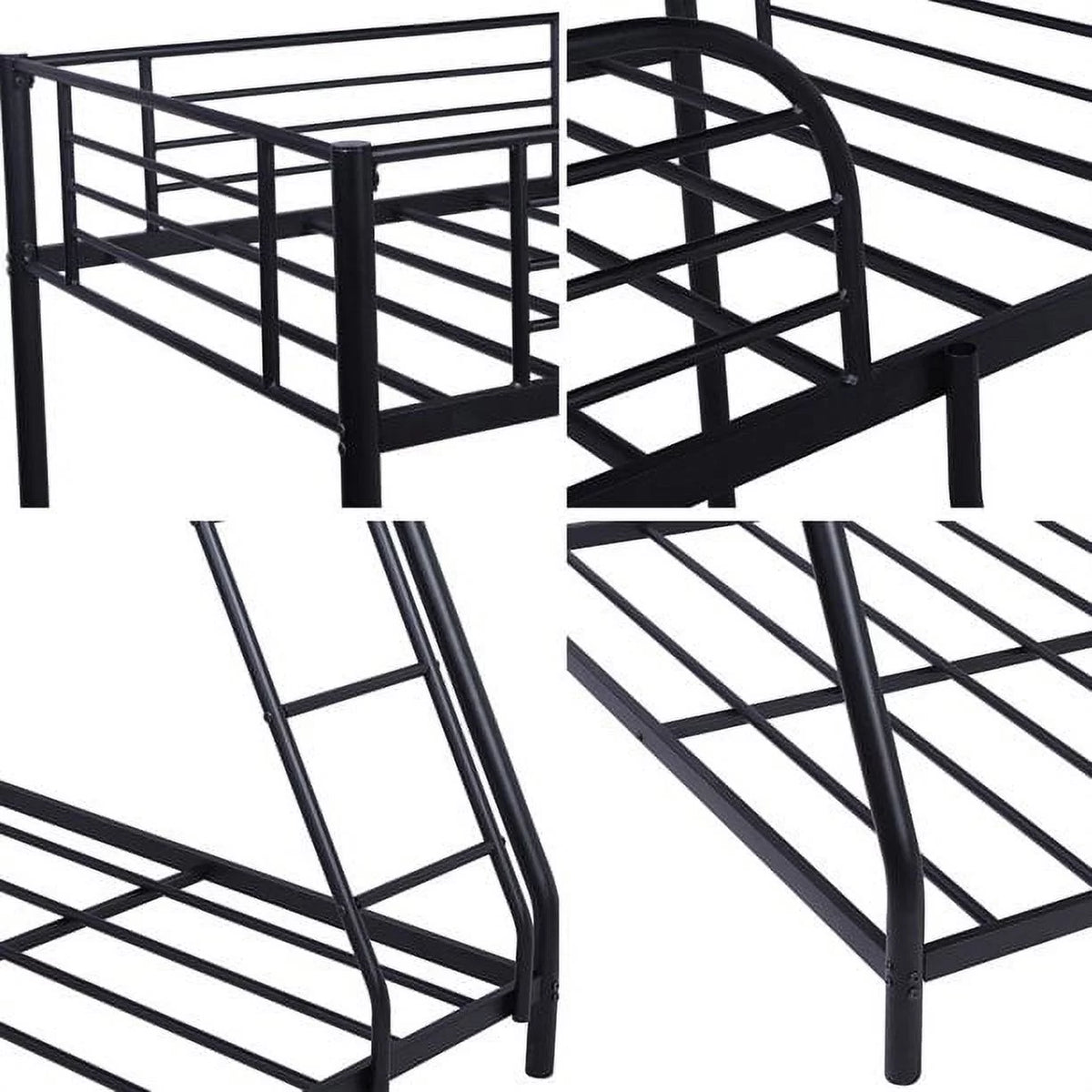 Black Twin Over Full Metal Bunk Bed with Ladder and Guardrail R434207
