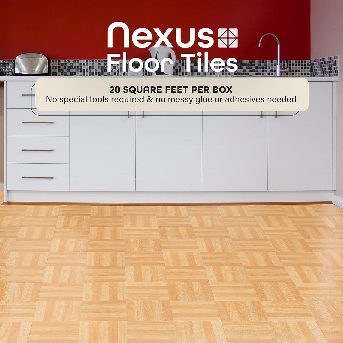 20 Tiles Self Adhesive 12-Inch Vinyl Floor Tiles P34439