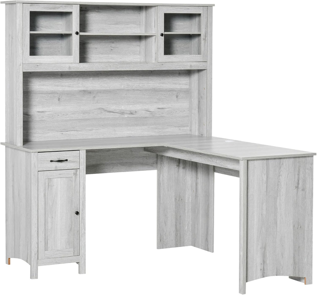 L-Shaped Desk with Hutch and Drawers M3686