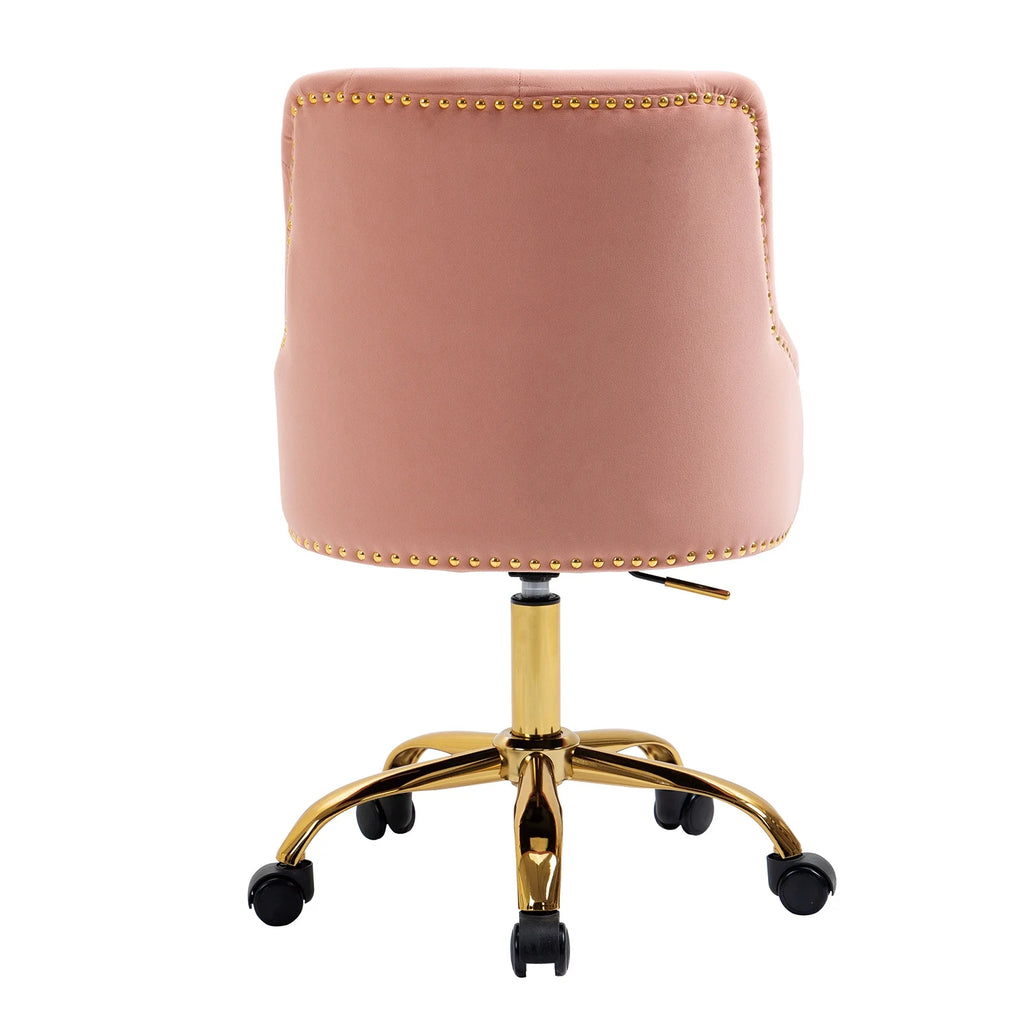 Velvet Vanity Chair with Tufted Button, Swivel Height-Adjustable Seat Q307071