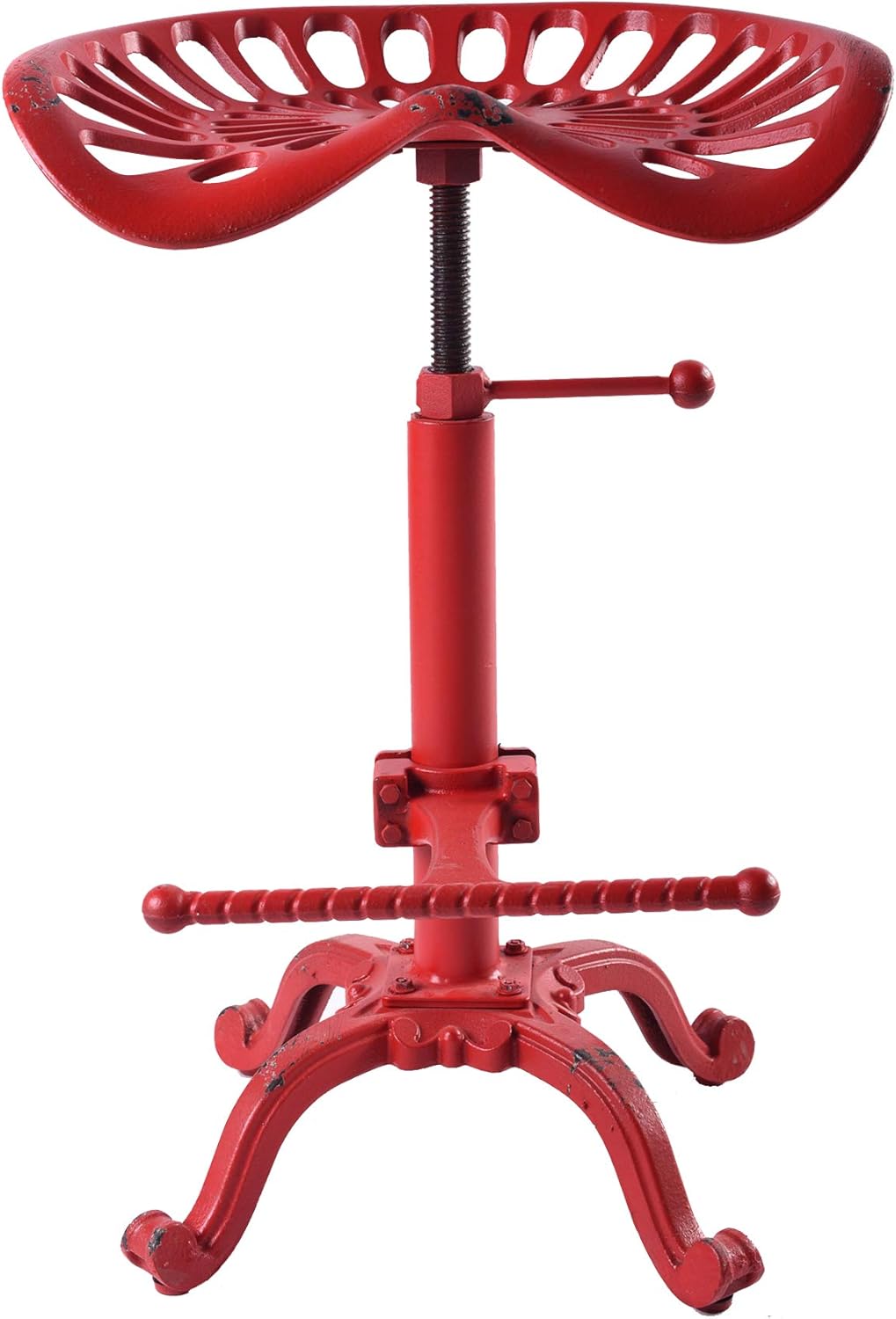 Rustic Industrial Farmhouse Tractor Seat Counter Height Adjustable Bar Stool Cast Iron Swivel Stool H47186