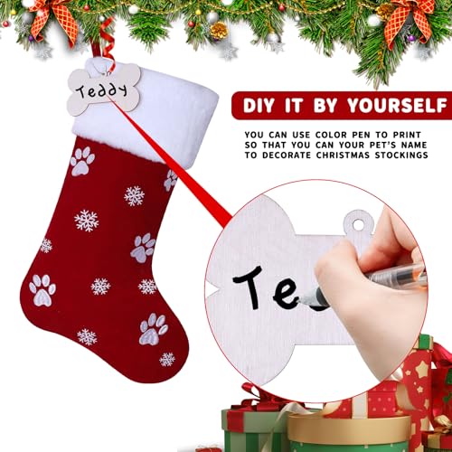 Black Pet Christmas Stockings with Wooden Bone Tag W22939
