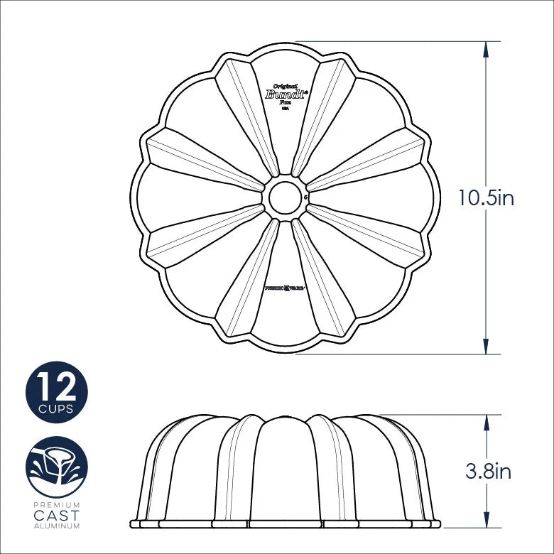 ProCast Aluminum Nonstick 12 Cup Bundt Pan, Graphite Silver, 10.5" x 10.5" x 3.8" Y579082