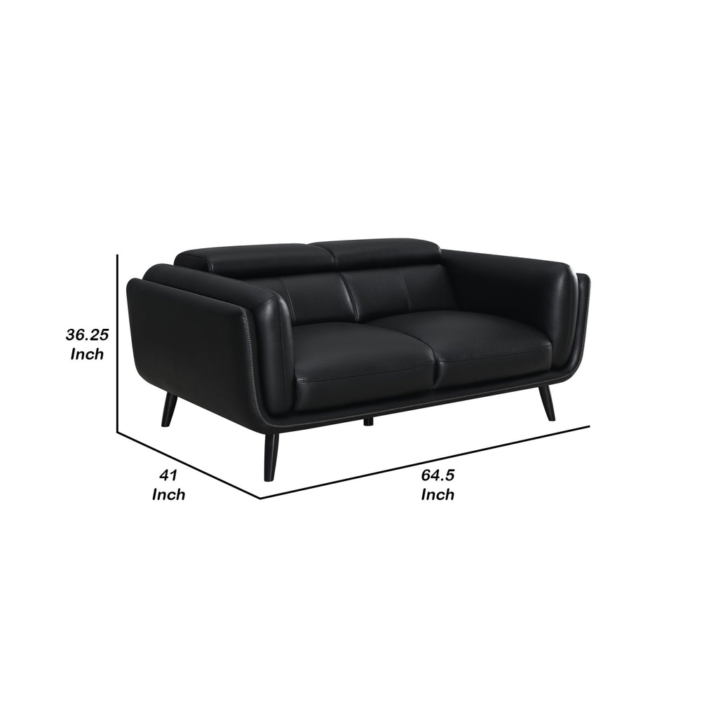 Black Faux Leather Loveseat J6582