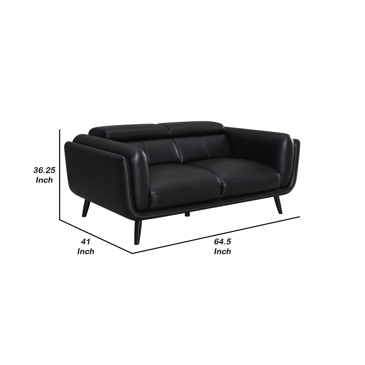 Black Faux Leather Loveseat J6582