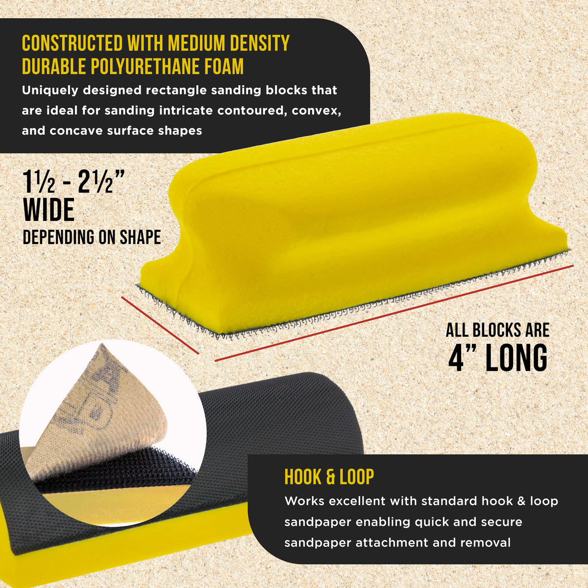 12-Piece Contoured Hand Sanding Block Set with 40 Sheet Hook & Loop Sandpaper Kit J519828