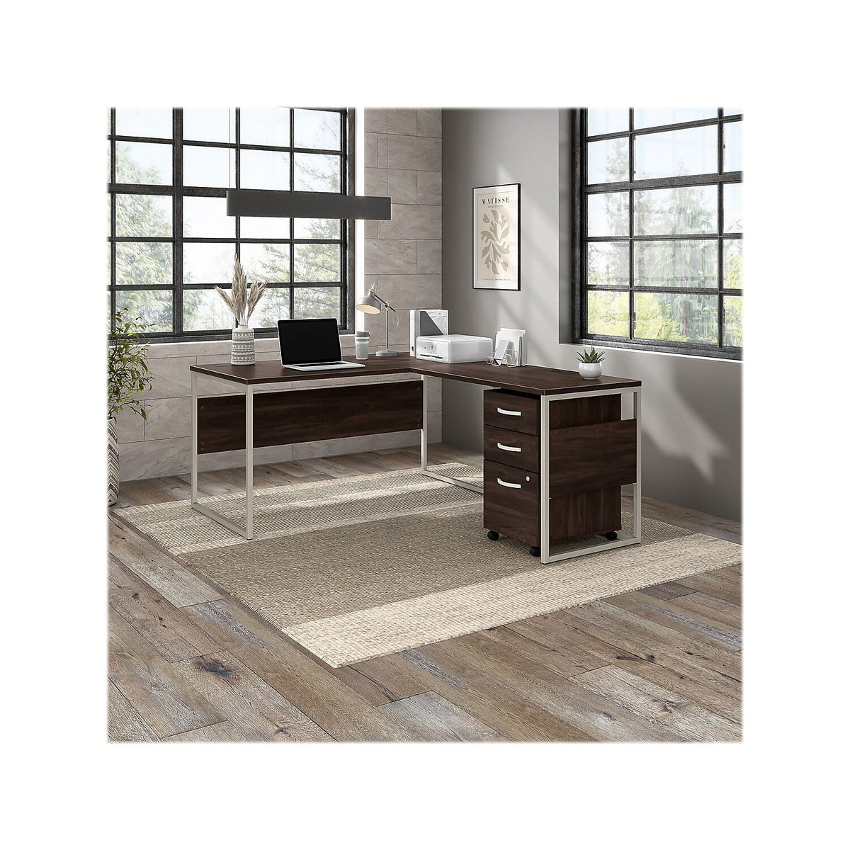 Black Walnut Engineered Wood Computer Desk O430641