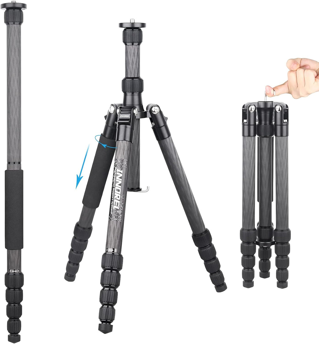 Carbon Fiber Travel Tripod Monopod with Panoramic Ball Head and Carrying Case Q690