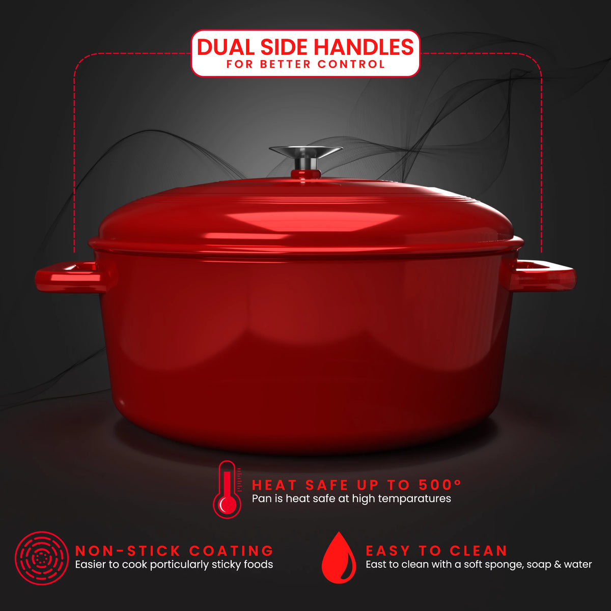 Enameled Cast Iron Dutch Oven with Lid Red F224190