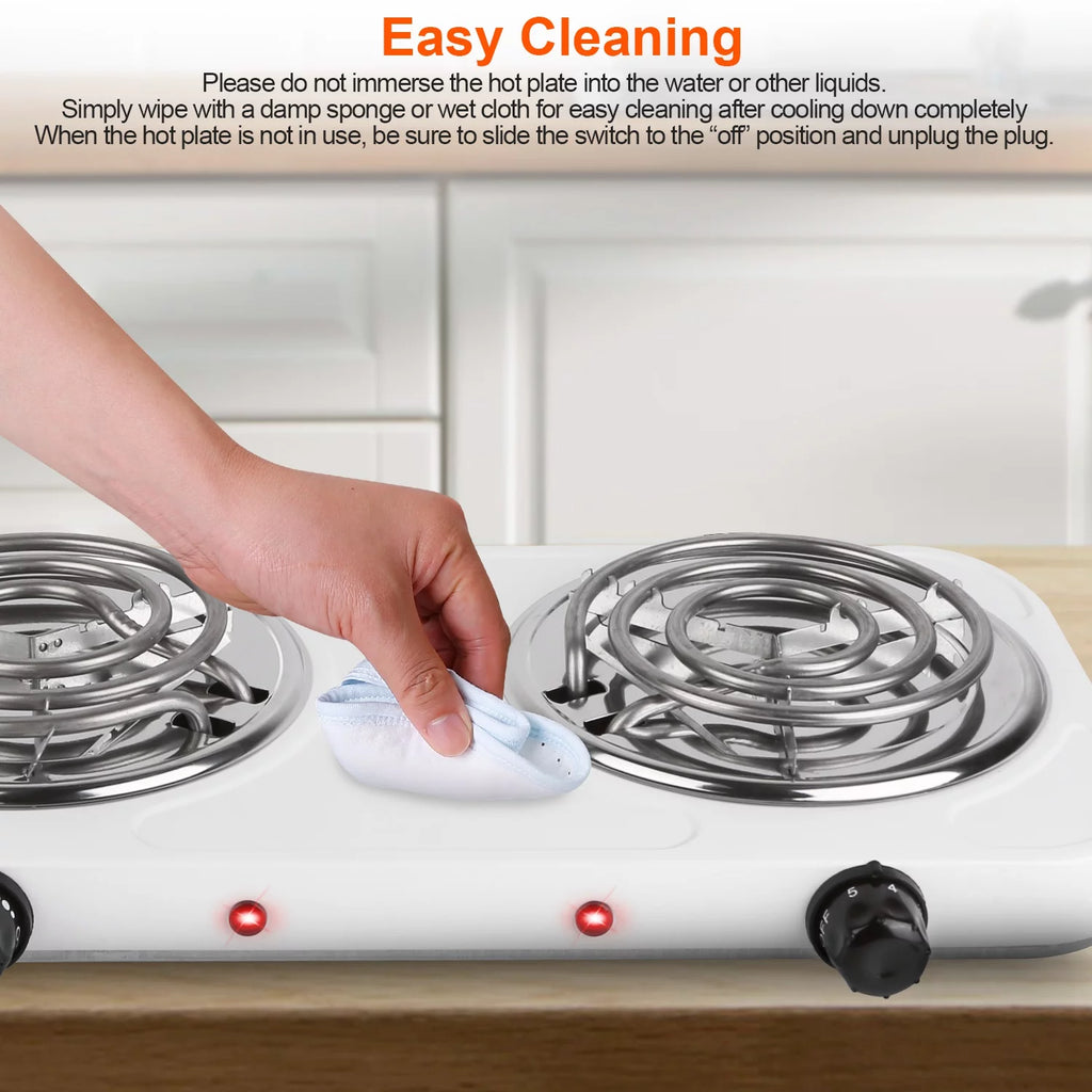 2000W Portable Electric Double Burner White F83782