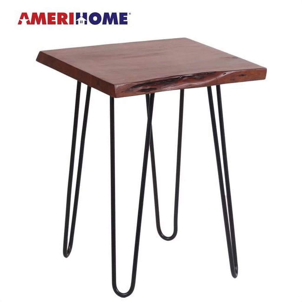 Acacia Live Edge End Table with Hair Pin Legs P7507
