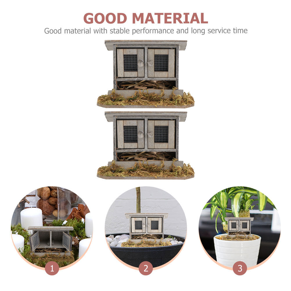 Wooden Dollhouse Miniature Chicken Coop Decor R4885