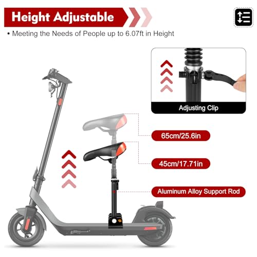Foldable Adjustable Universal Scooter Seat Replacement with PU Cushion Aluminum Rod I713291