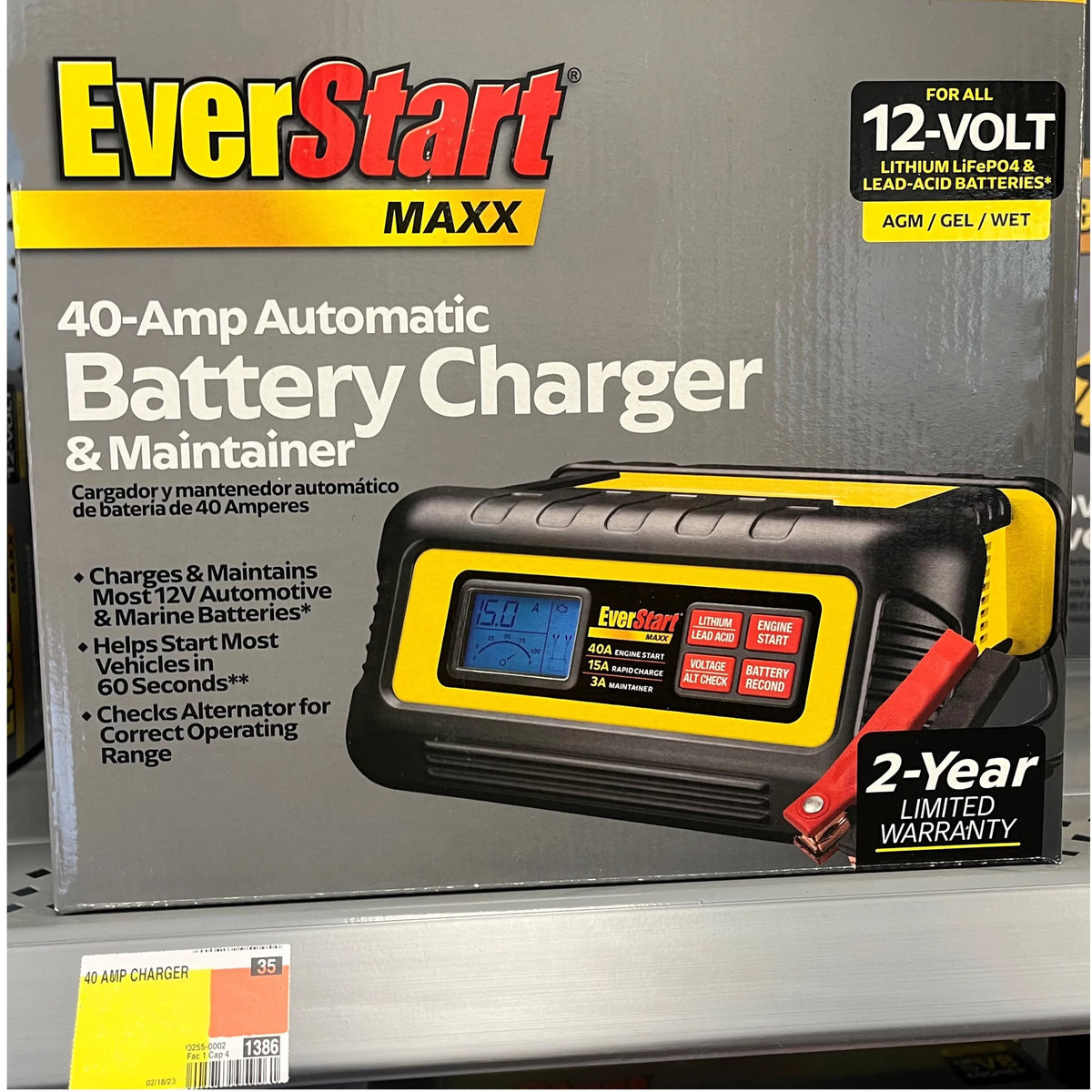 15 Amp Battery Charger and Maintainer with 40 Amp Engine Start W39522
