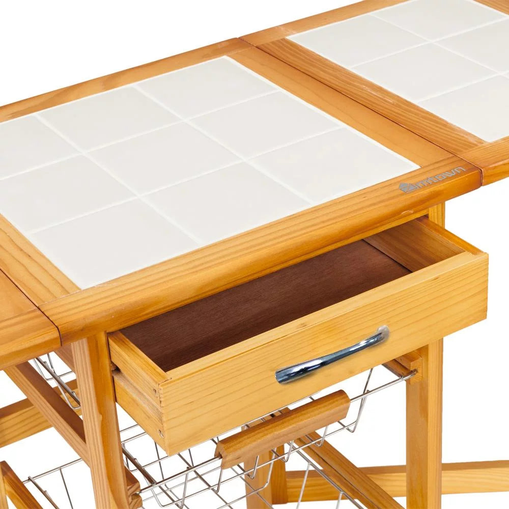 Portable Rolling Drop Leaf Kitchen Storage Trolley Cart W755005