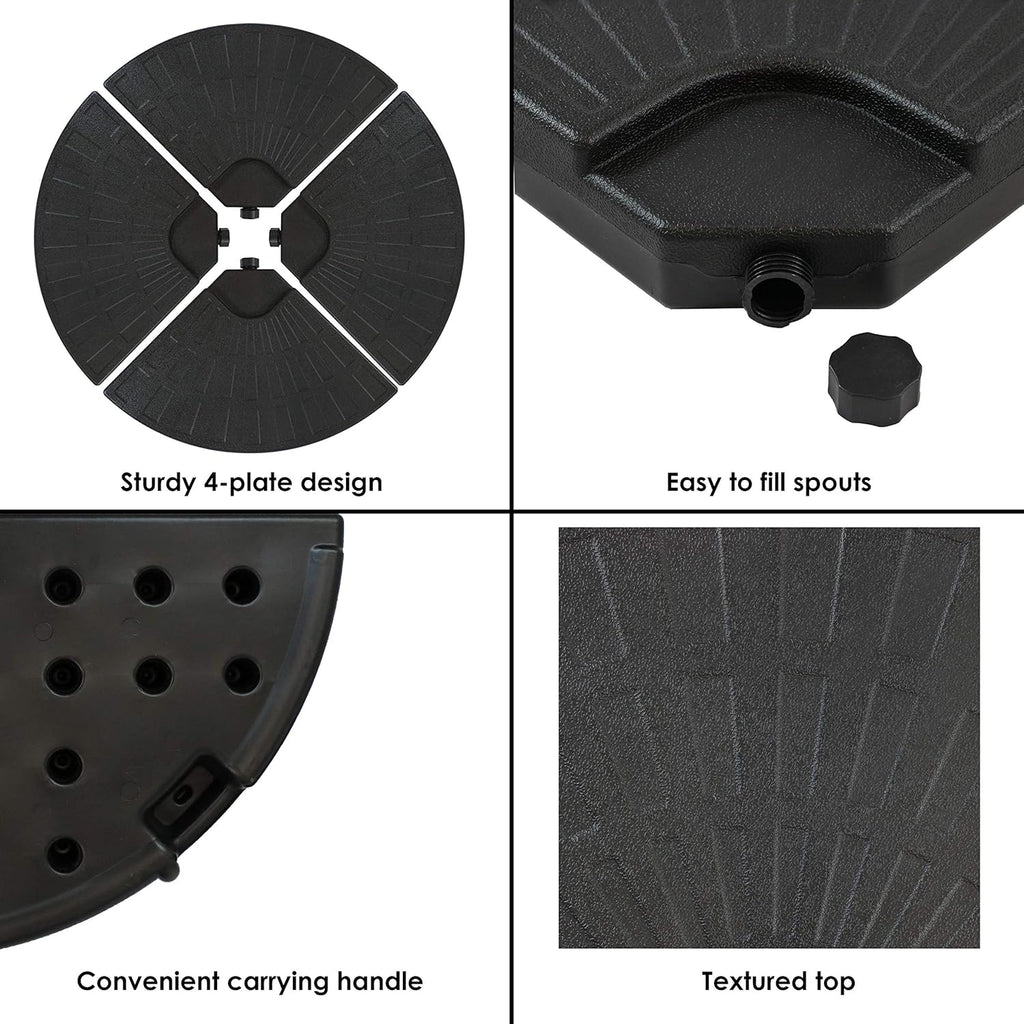 4-Piece Heavy-Duty Cantilever Offset Patio Umbrella Base Plates Black U344
