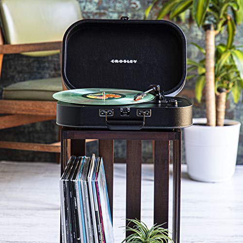 Black 3-Speed Belt-Driven Suitcase Vinyl Record Player Turntable G811