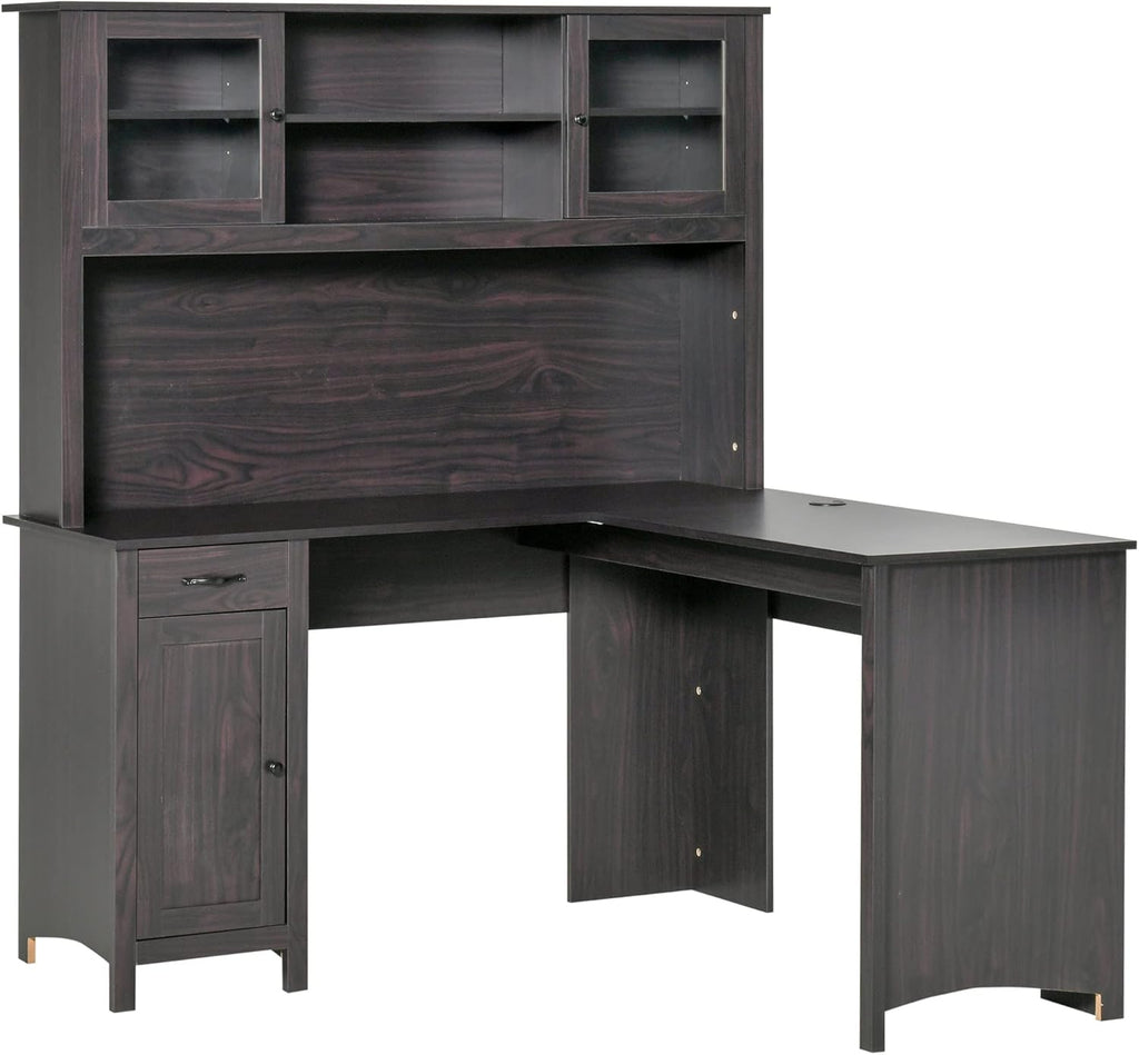 L-Shaped Desk with Hutch and Drawers M3686